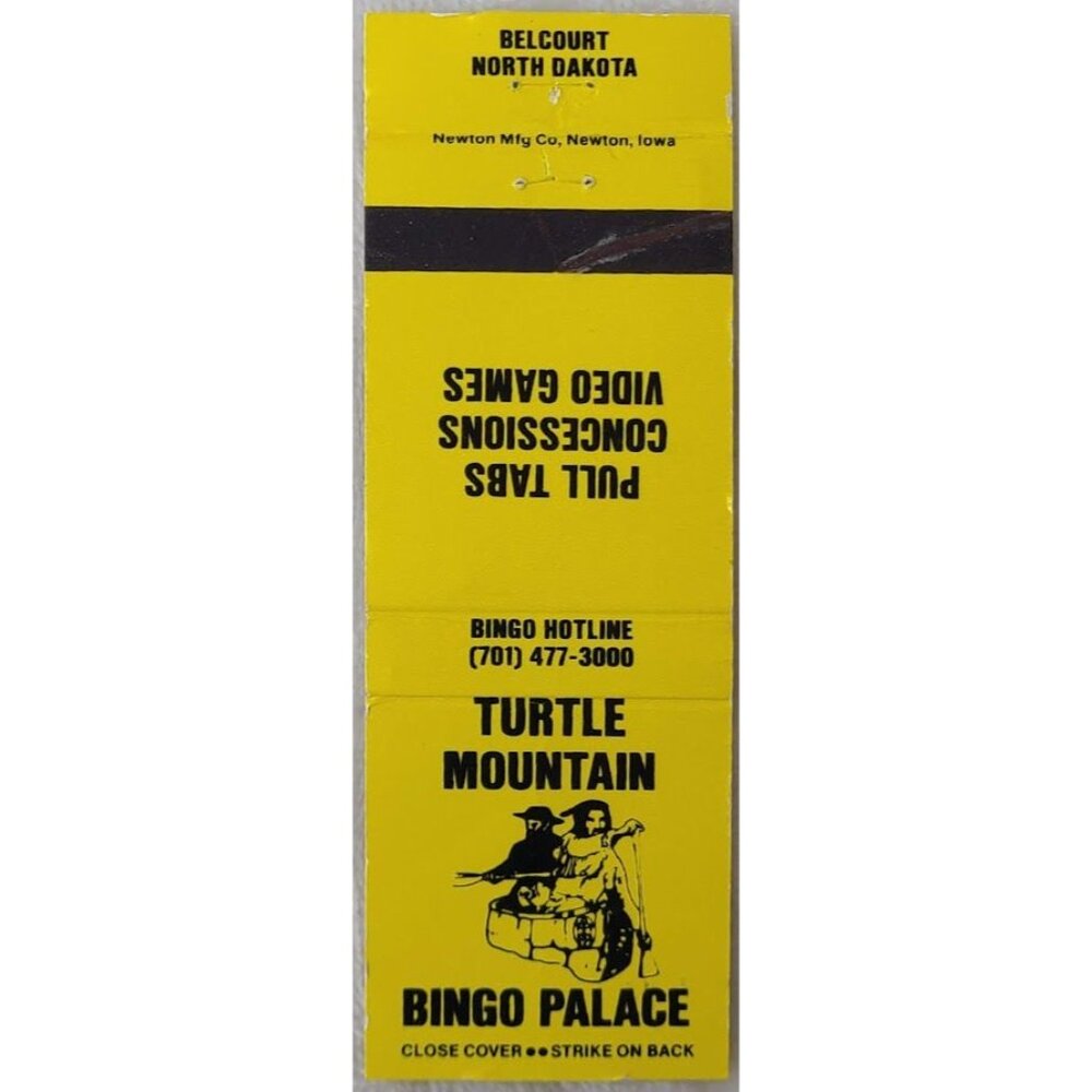 Vintage Matchbook Cover Turtle Mountain Bingo Palace Belcourt ND North Dakota